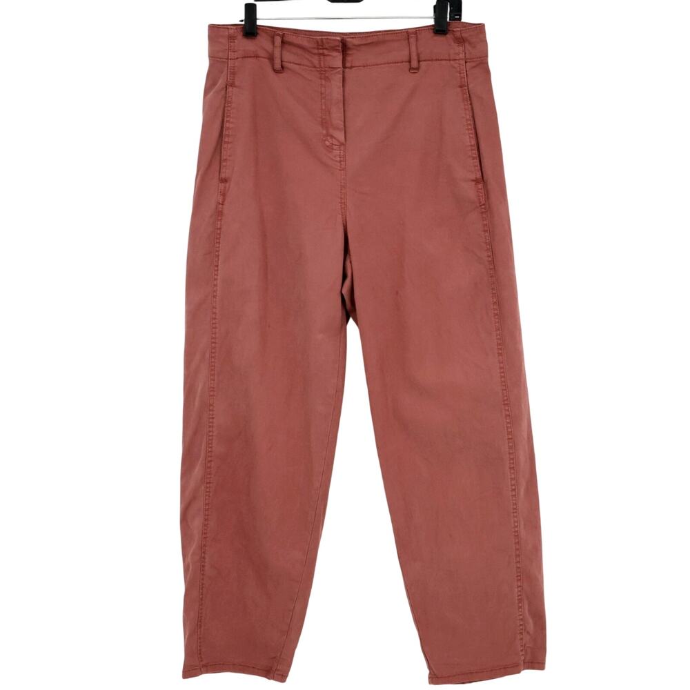 Joie Pants Womens 10 Brick Red Stretch Cotton Twill Chino Pockets Straight Leg